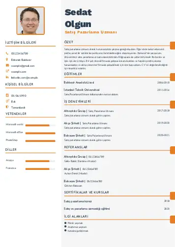 Satış Pazarlama CV Örnekleri cv indir